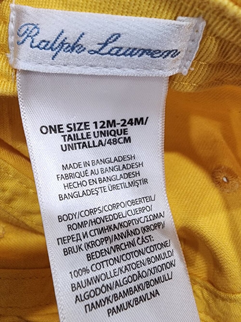 Polo Ralph Lauren Hat Cap Fitted Toddler One Size 12-24M Yellow Embroidered Pony - Picture 5 of 5